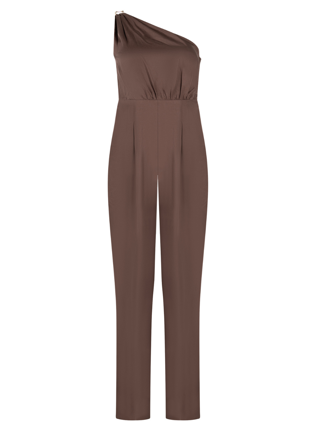 Aurora: One-Shoulder Jumpsuit - Brown Chocolate