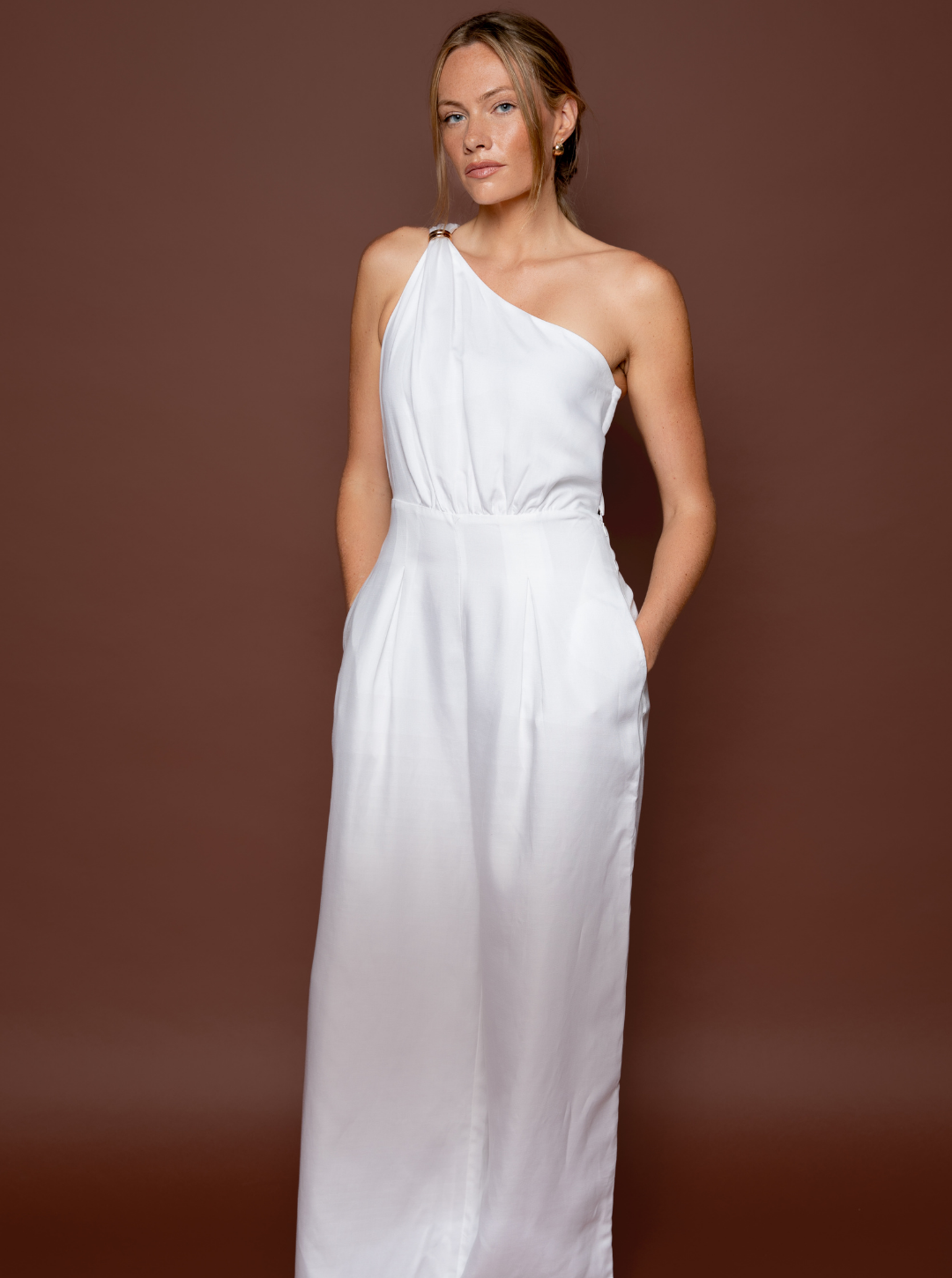Aurora: One-Shoulder Jumpsuit - Snow White
