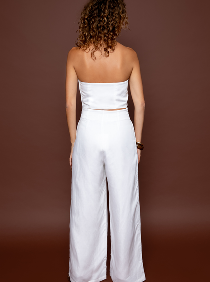 Amalia: Elegant White Strapless Jumpsuit
