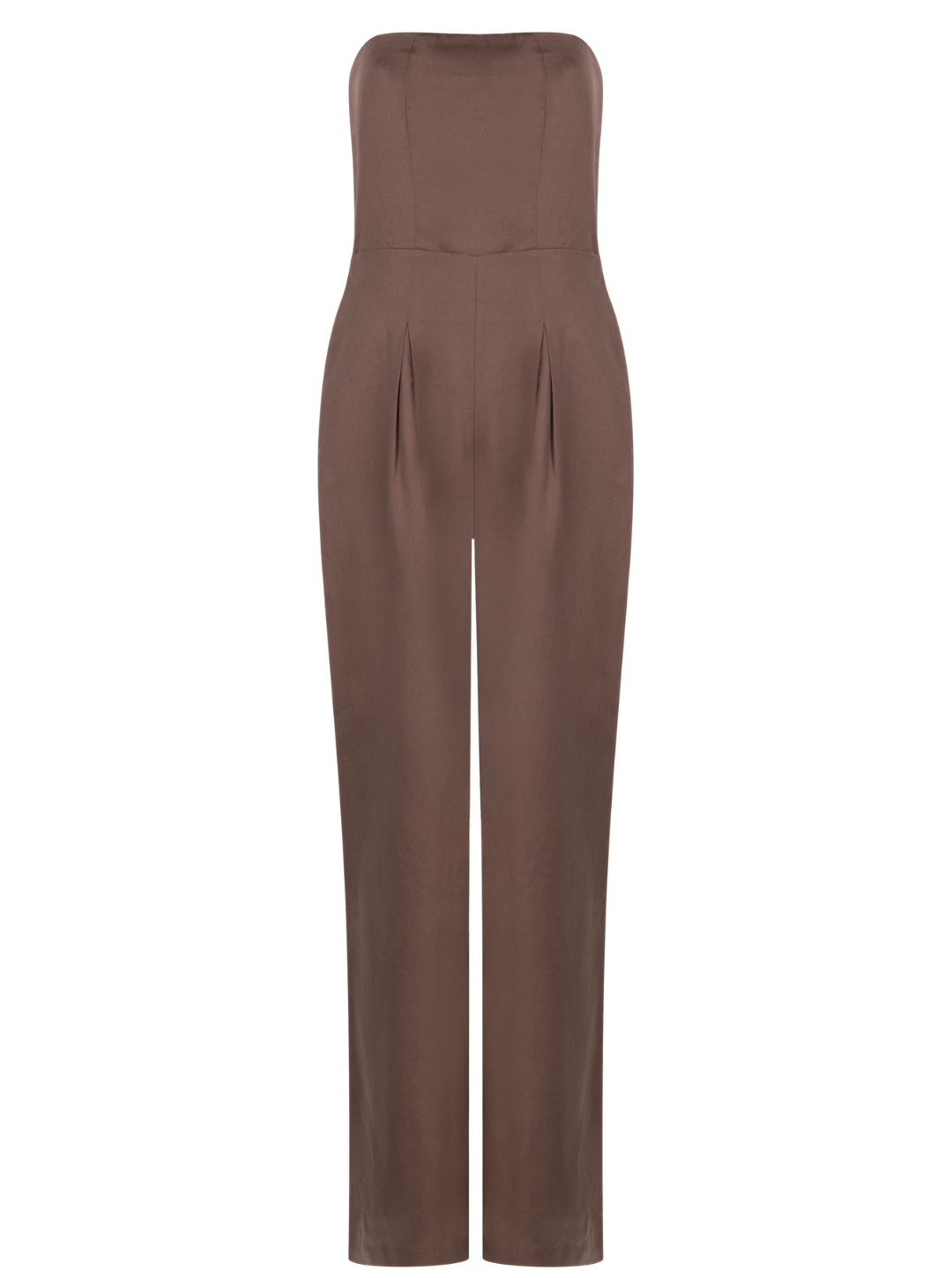 Amalia: Elegant Brown Strapless Jumpsuit
