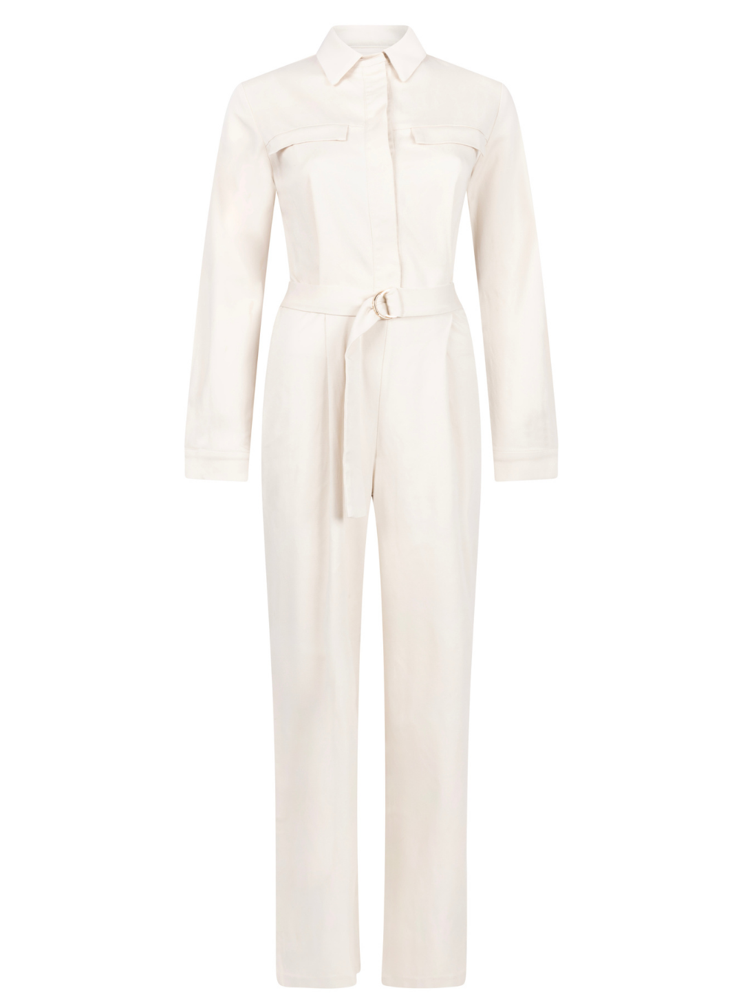 Camille: Long sleeve white Jumpsuit