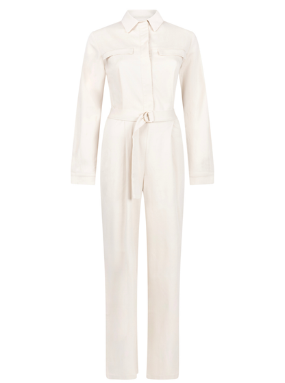 Camille: Long sleeve white Jumpsuit
